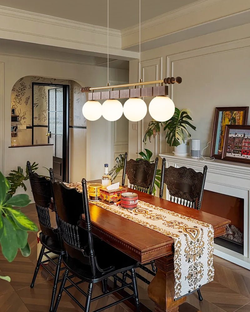 Linear Pendant Light 39.4 or 47.2 Inches 4 Glass Globes