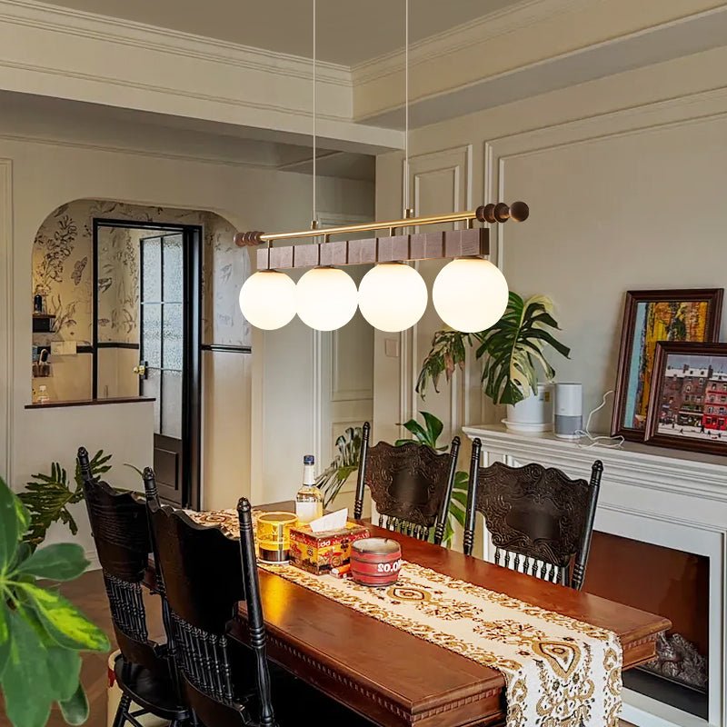 Linear Pendant Light 39.4 or 47.2 Inches 4 Glass Globes