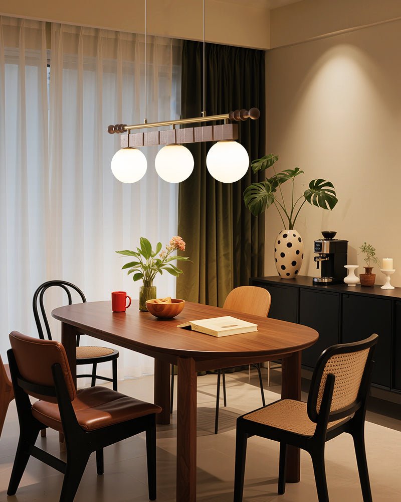 Linear Pendant Light 39.4 or 47.2 Inches 4 Glass Globes
