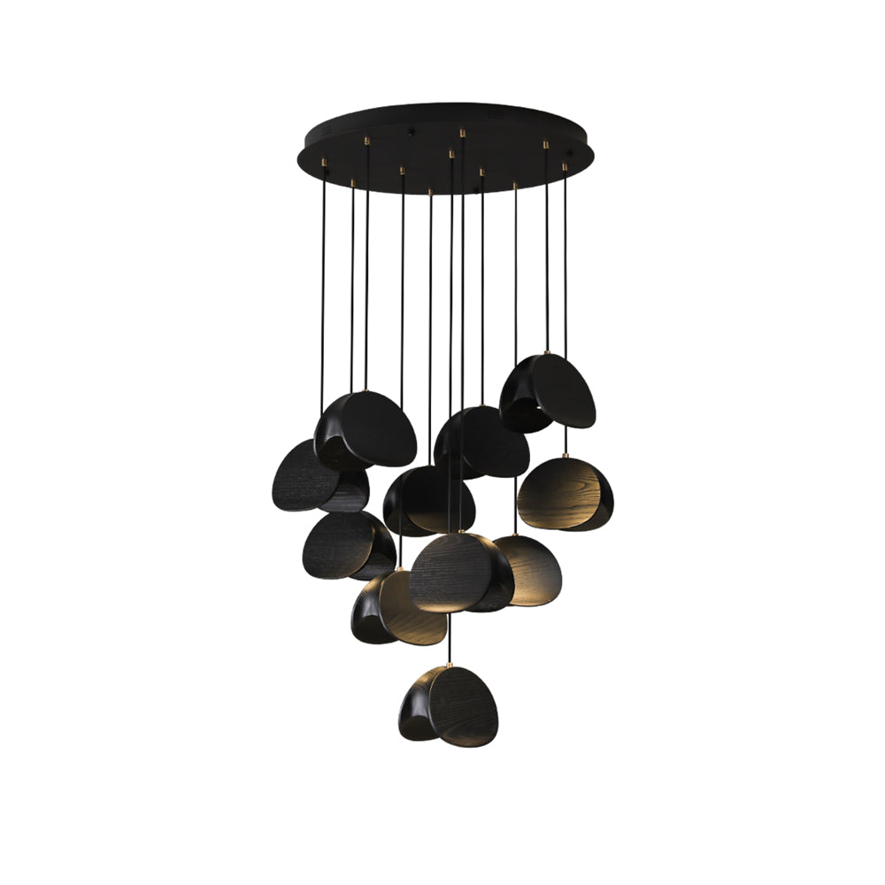 Wood Pendant Light 1 3 5 9 or 11 Heads Integrated LED