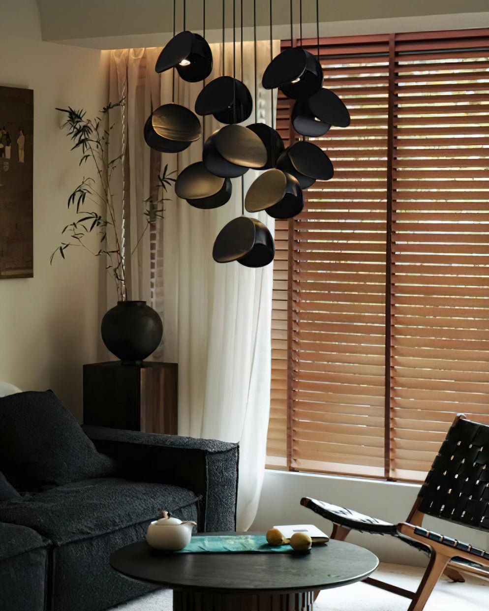 Wood Pendant Light 1 3 5 9 or 11 Heads Integrated LED