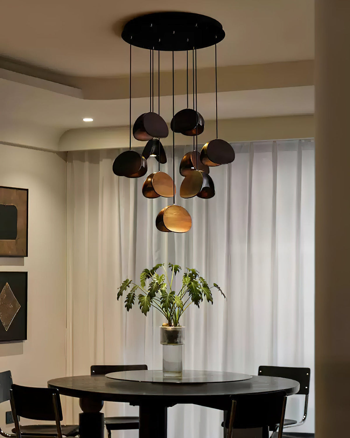 Wood Pendant Light 1 3 5 9 or 11 Heads Integrated LED