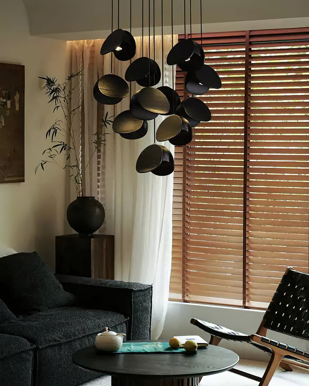 Wood Pendant Light 1 3 5 9 or 11 Heads Integrated LED