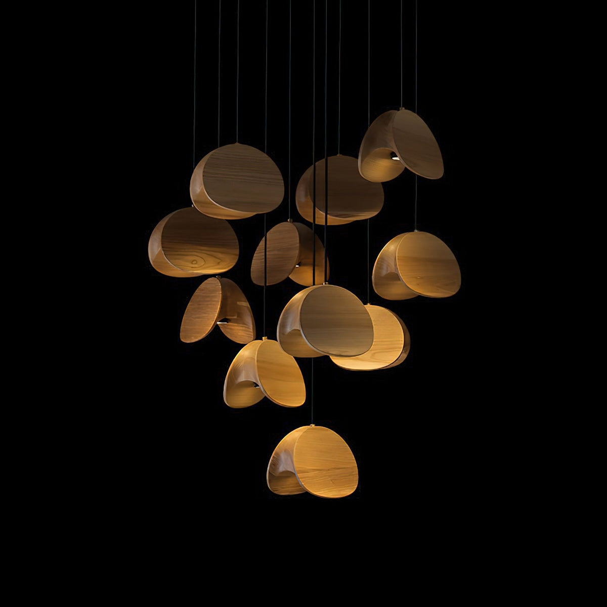 Wood Pendant Light 1 3 5 9 or 11 Heads Integrated LED
