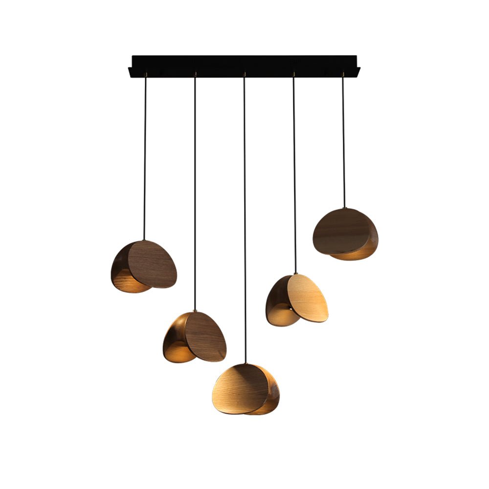 Wood Pendant Light 1 3 5 9 or 11 Heads Integrated LED