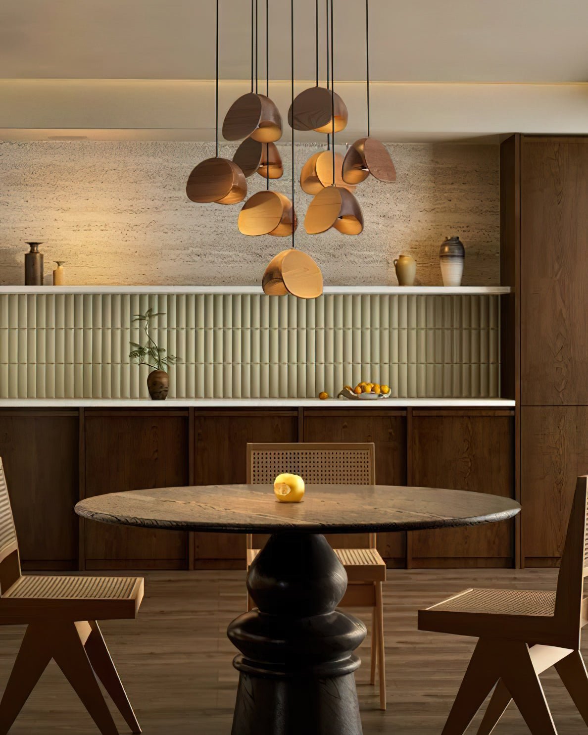Wood Pendant Light 1 3 5 9 or 11 Heads Integrated LED