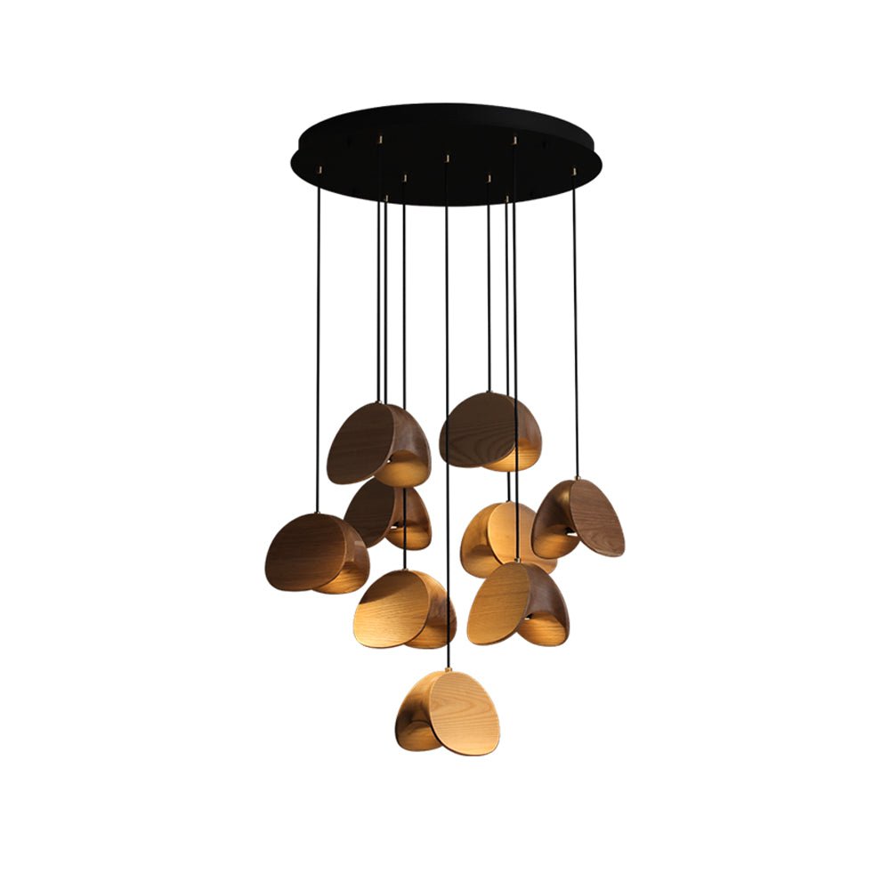 Wood Pendant Light 1 3 5 9 or 11 Heads Integrated LED