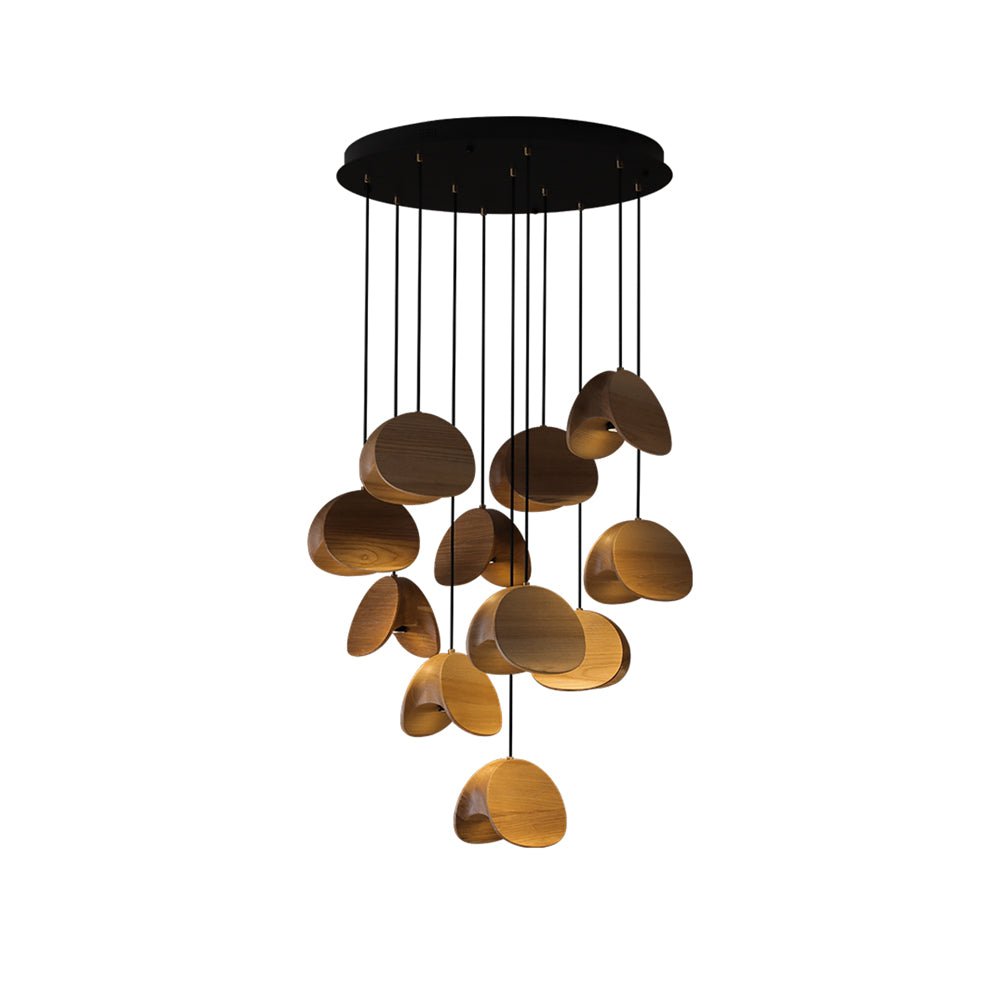 Wood Pendant Light 1 3 5 9 or 11 Heads Integrated LED