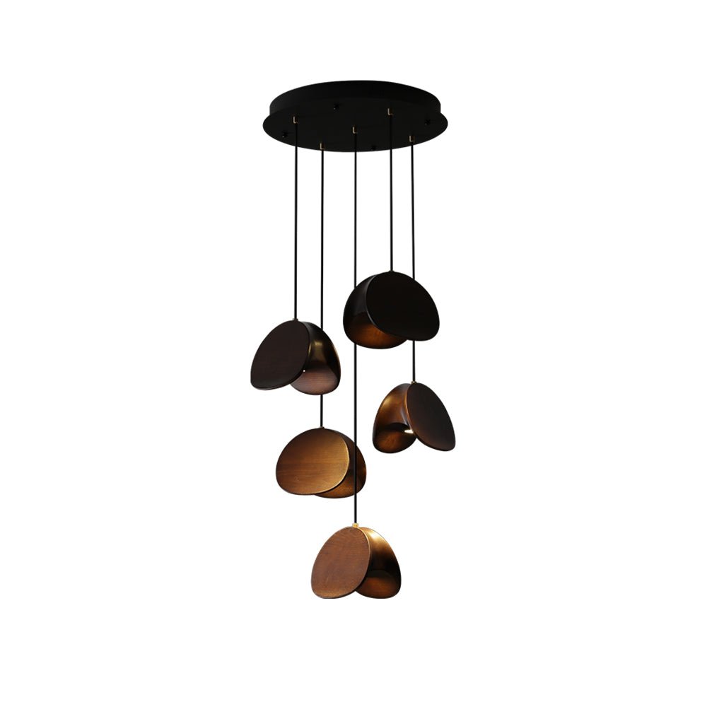 Wood Pendant Light 1 3 5 9 or 11 Heads Integrated LED