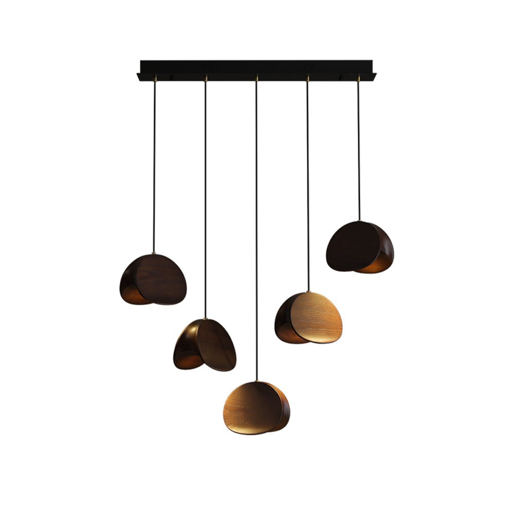 Wood Pendant Light 1 3 5 9 or 11 Heads Integrated LED