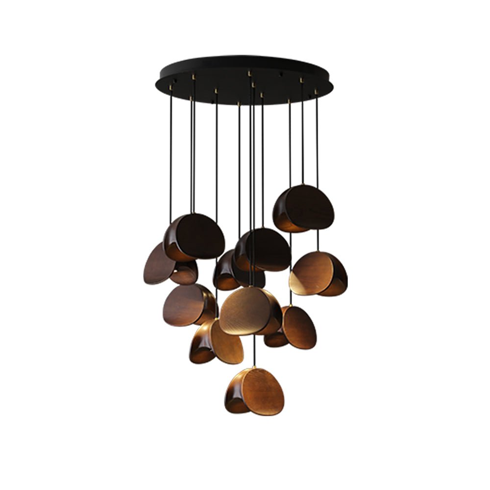 Wood Pendant Light 1 3 5 9 or 11 Heads Integrated LED