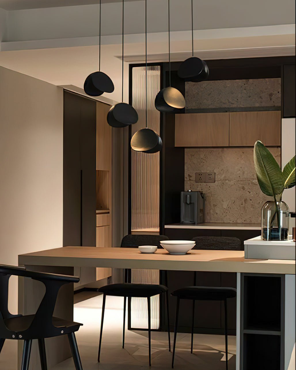 Wood Pendant Light 1 3 5 9 or 11 Heads Integrated LED
