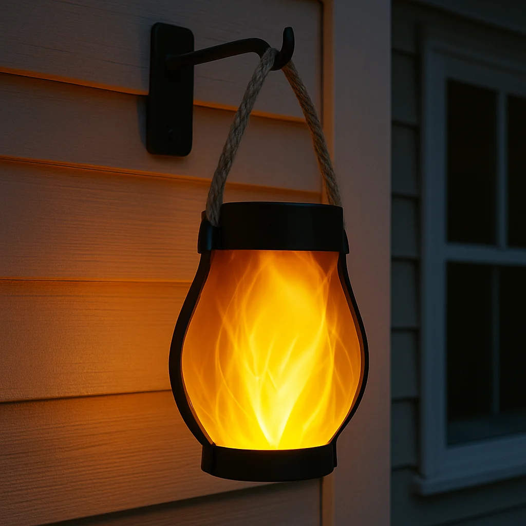 Solar Lantern with Flickering Flame Effect
