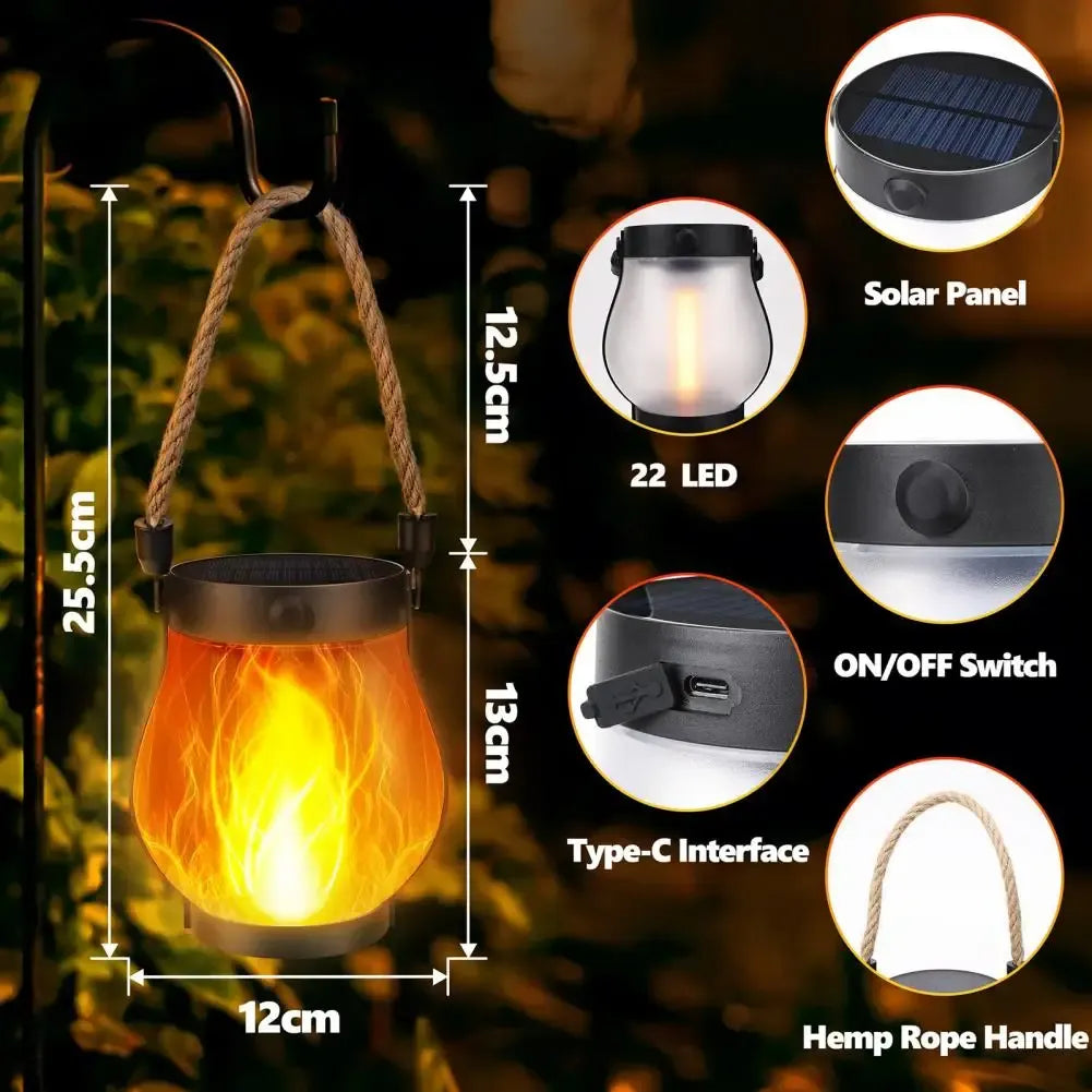 Solar Lantern with Flickering Flame Effect