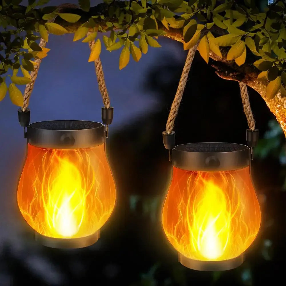 Solar Lantern with Flickering Flame Effect