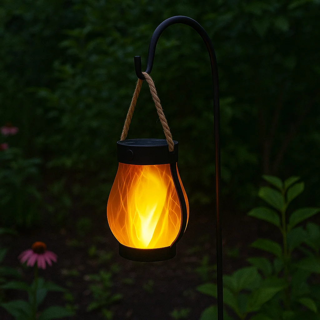 Solar Lantern with Flickering Flame Effect