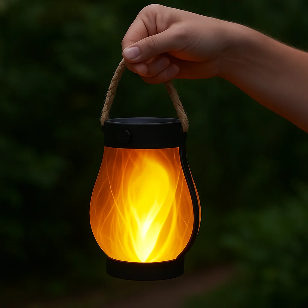 Solar Lantern with Flickering Flame Effect