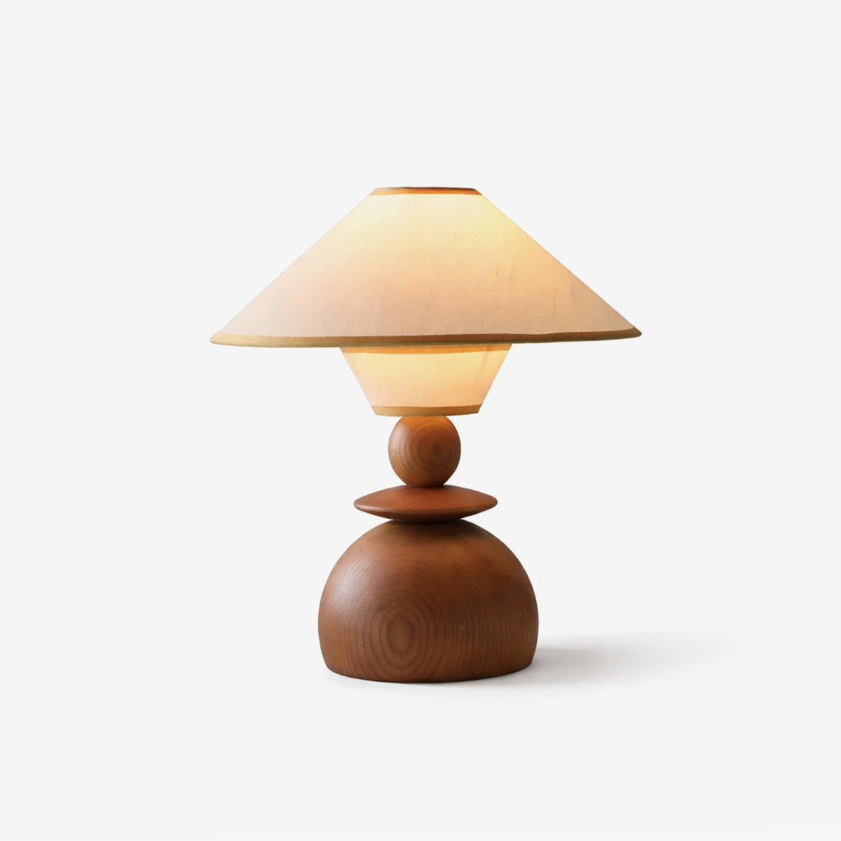 Table Lamp 13 Inches Sculpted Wood Base Fabric Shade