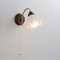 Wall Lamp 8.7 Inches Ruffled Glass Shade Curved Brass Arm