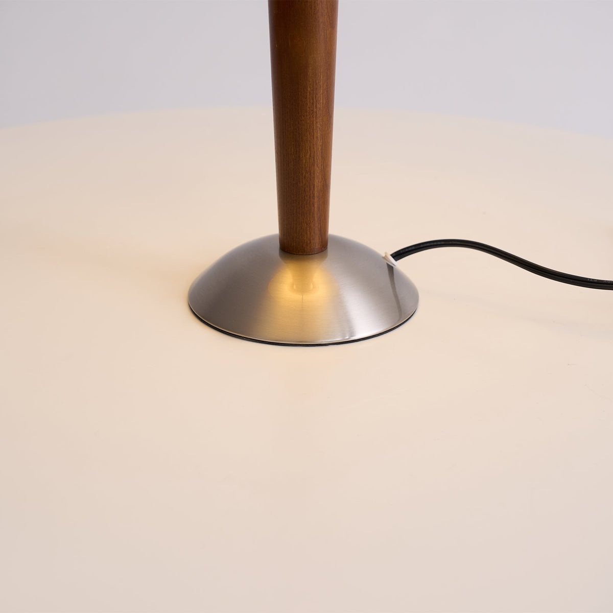 Table Lamp with Solid Wood Column and Fabric Shade Brown