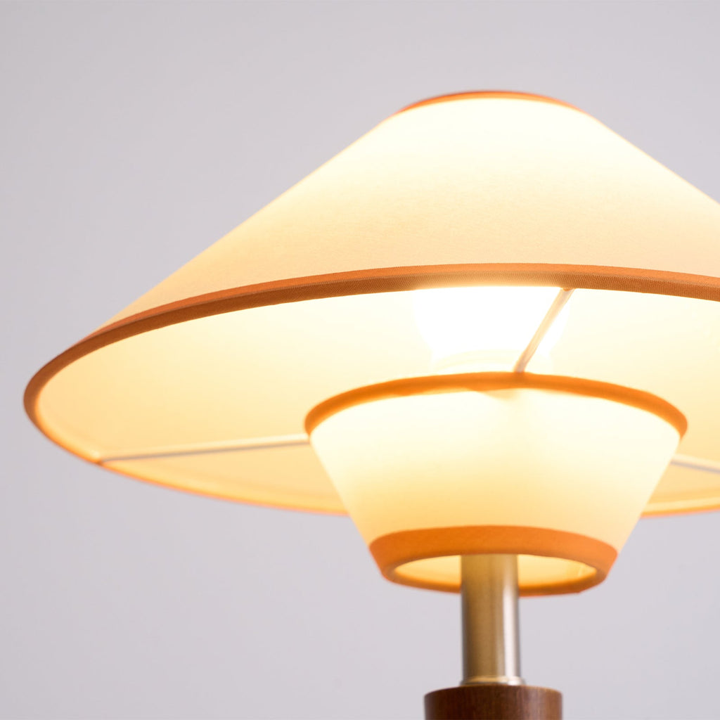 Table Lamp with Solid Wood Column and Fabric Shade Brown