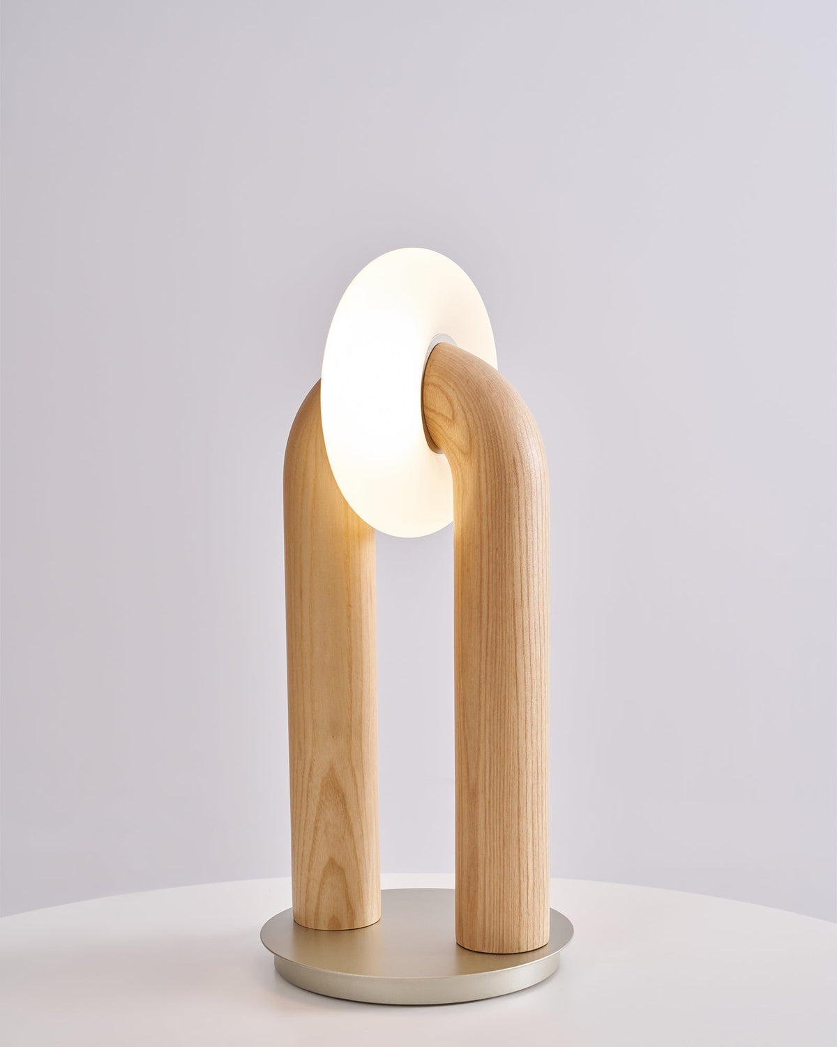 Table Lamp 17.7 Inches Arched Wood Base Integrated LED