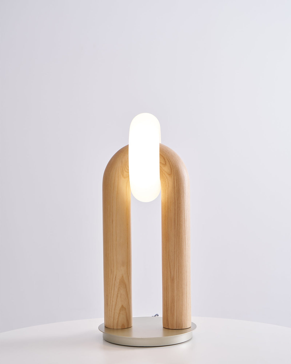 Table Lamp 17.7 Inches Arched Wood Base Integrated LED