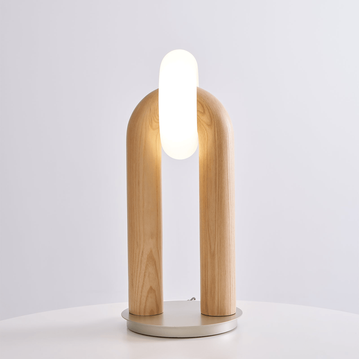 Table Lamp 17.7 Inches Arched Wood Base Integrated LED
