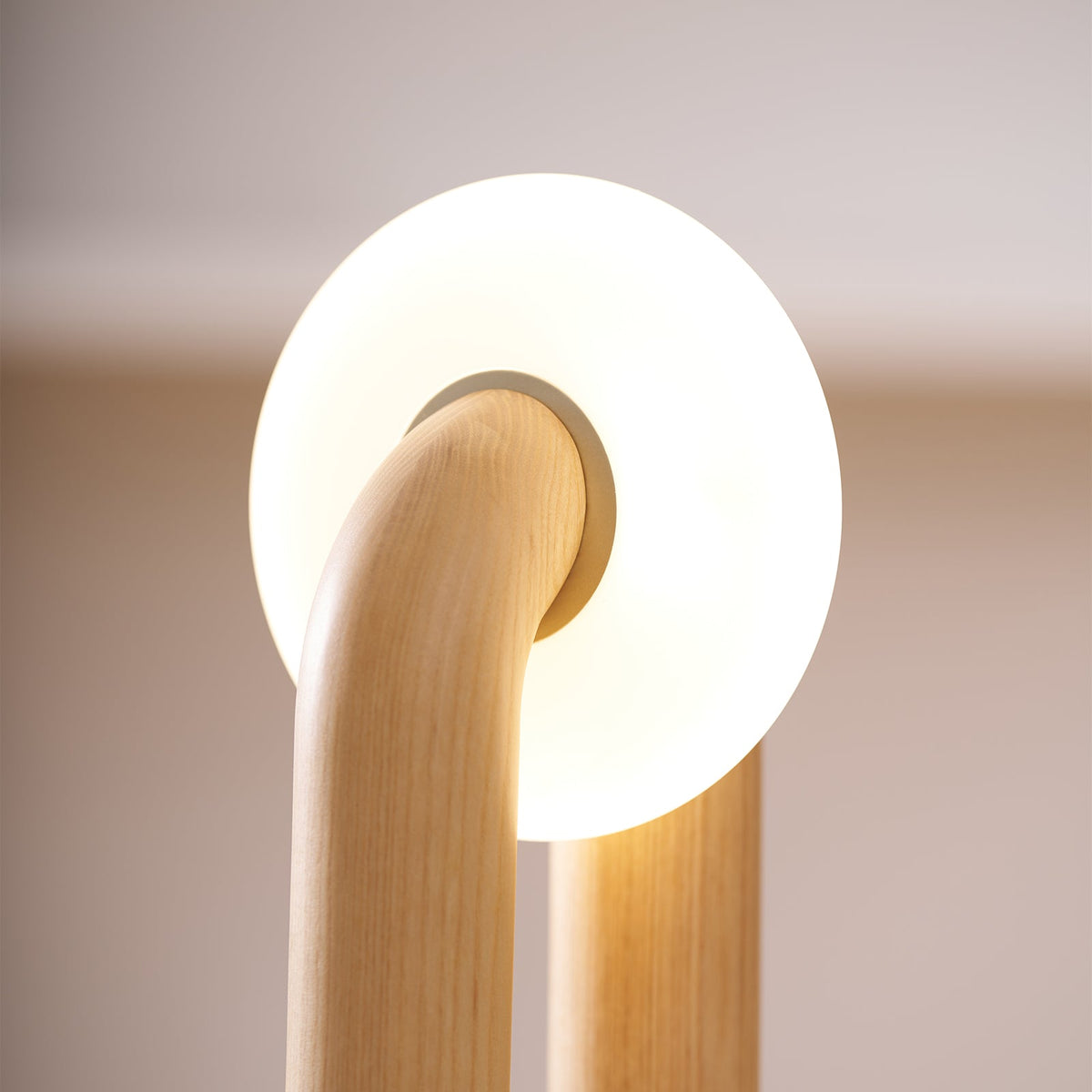 Table Lamp 17.7 Inches Arched Wood Base Integrated LED