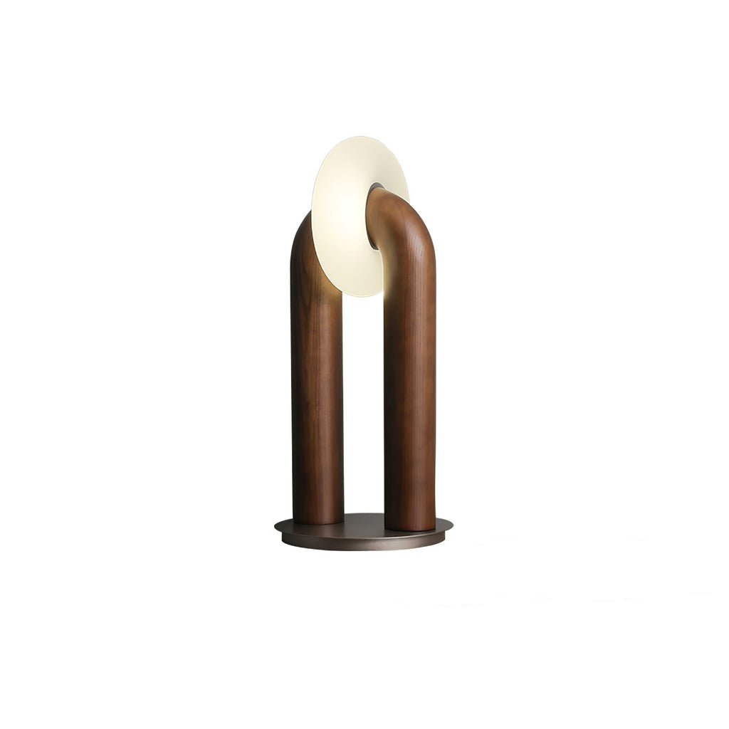 Table Lamp 17.7 Inches Arched Wood Base Integrated LED