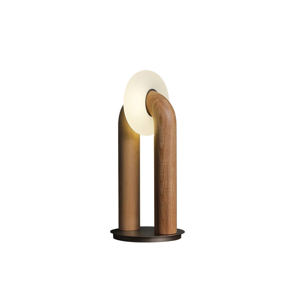 Table Lamp 17.7 Inches Arched Wood Base Integrated LED