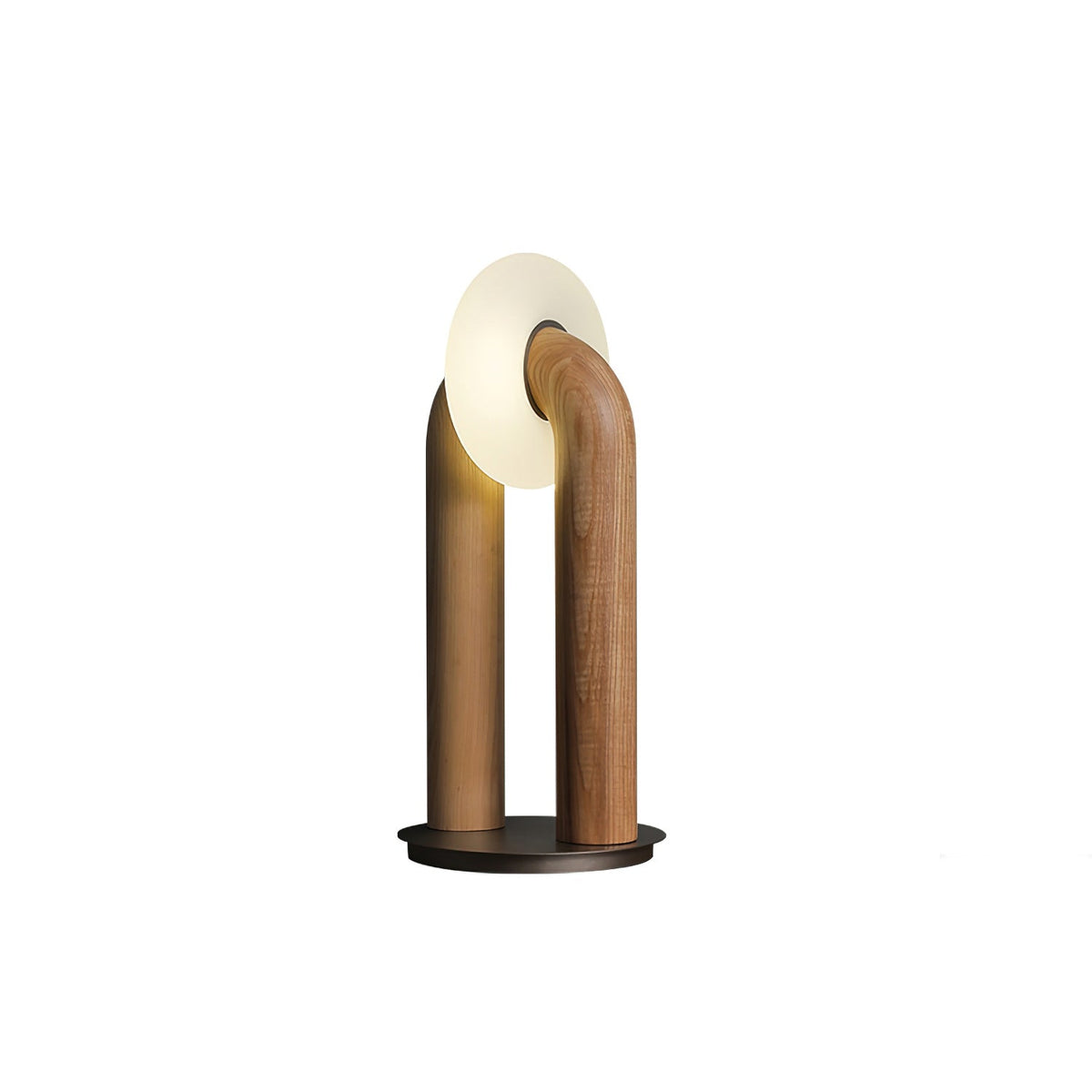 Table Lamp 17.7 Inches Arched Wood Base Integrated LED