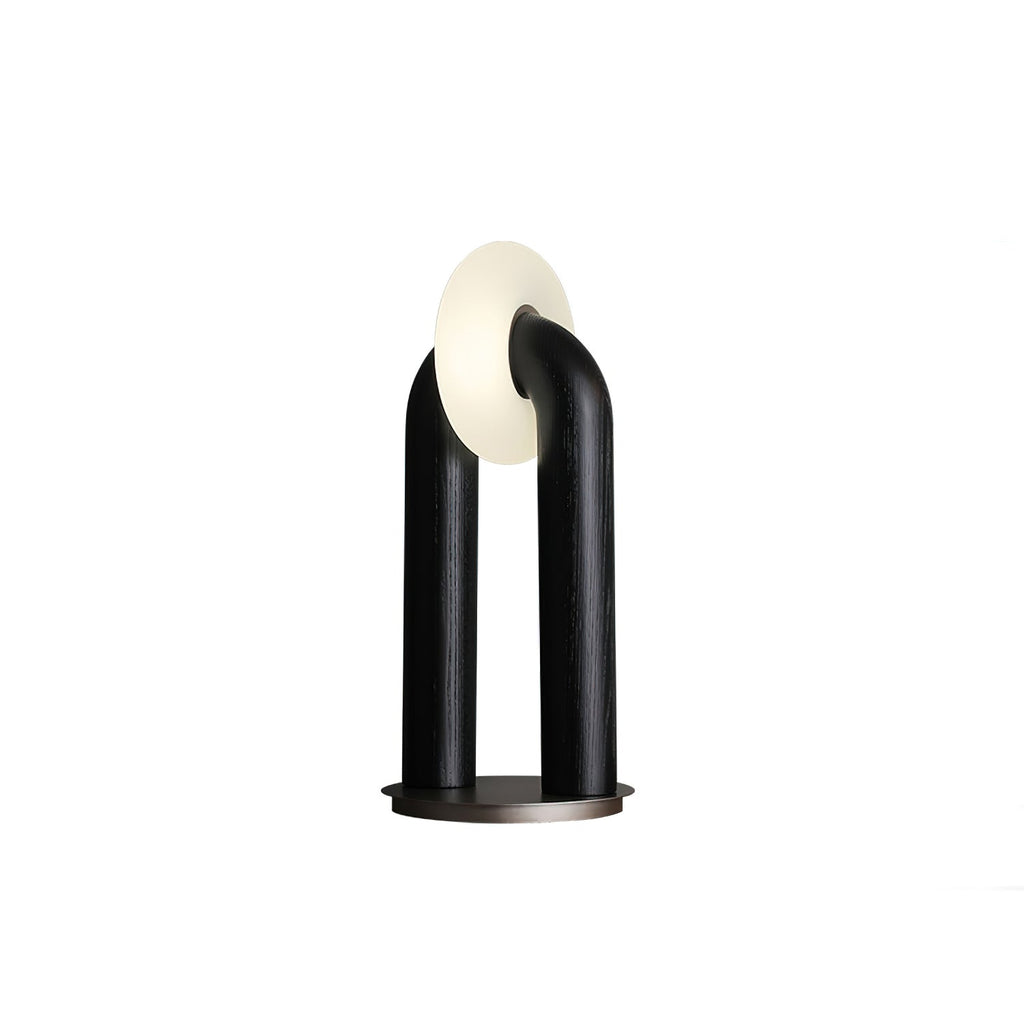 Table Lamp 17.7 Inches Arched Wood Base Integrated LED