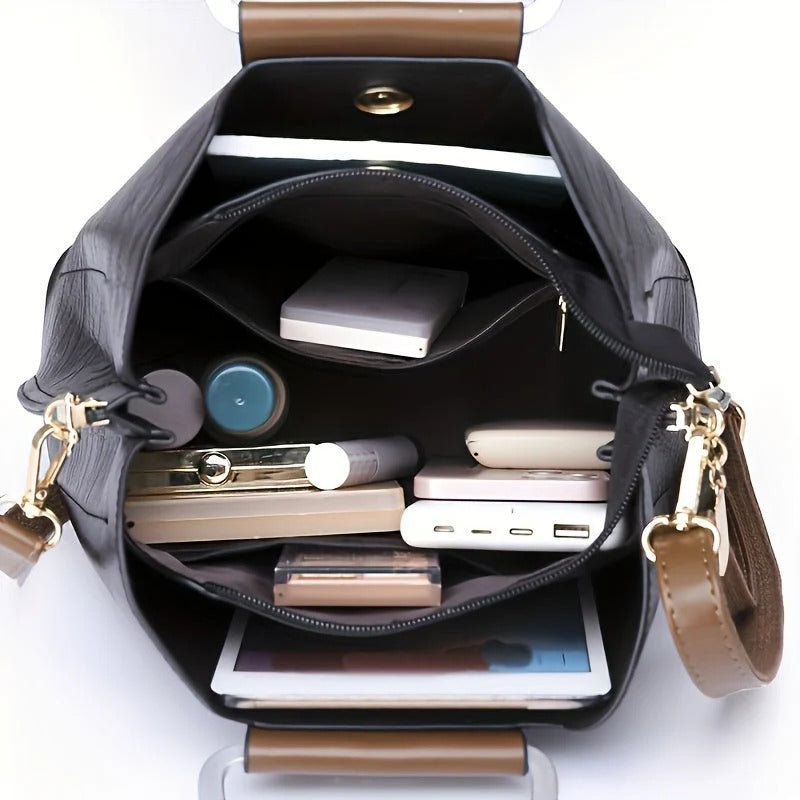 Two-Tone Handbag with Detachable Strap