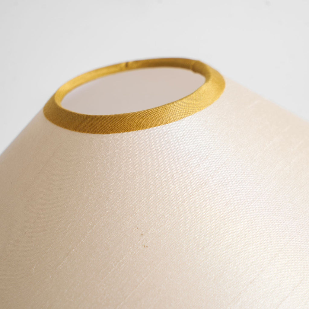 Table Lamp with Solid Wood Column and Fabric Shade Brown