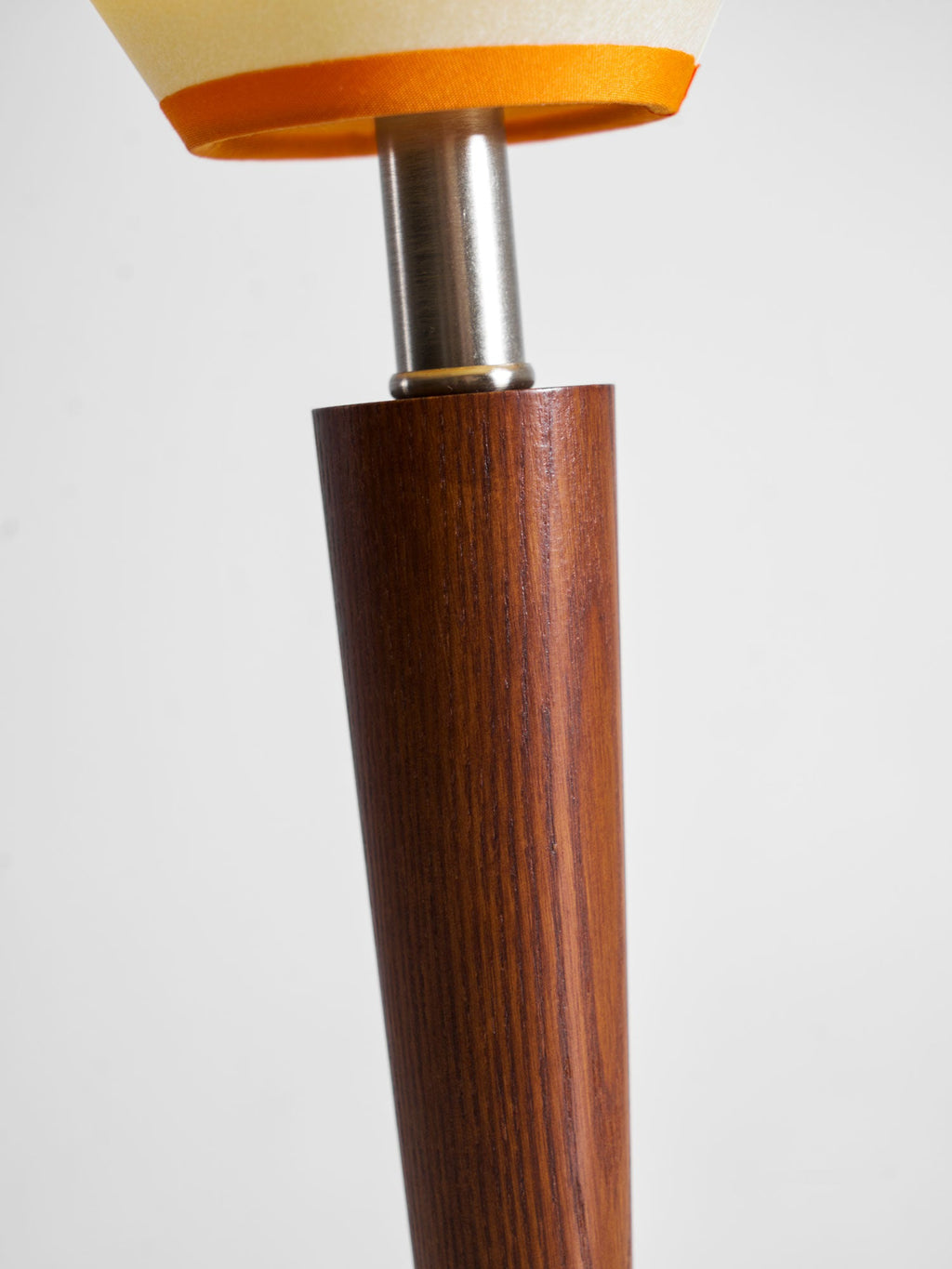 Table Lamp with Solid Wood Column and Fabric Shade Brown