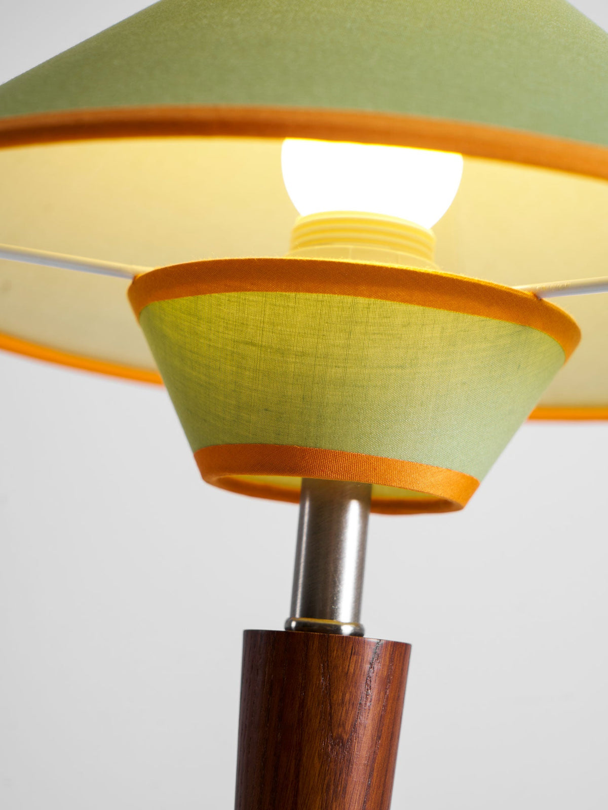 Table Lamp with Solid Wood Column and Fabric Shade Brown