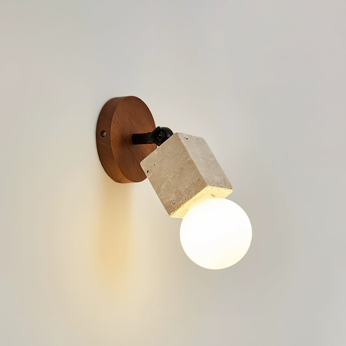 Wall Light 9.4 Inches Travertine Stone Shade Swivel Arm
