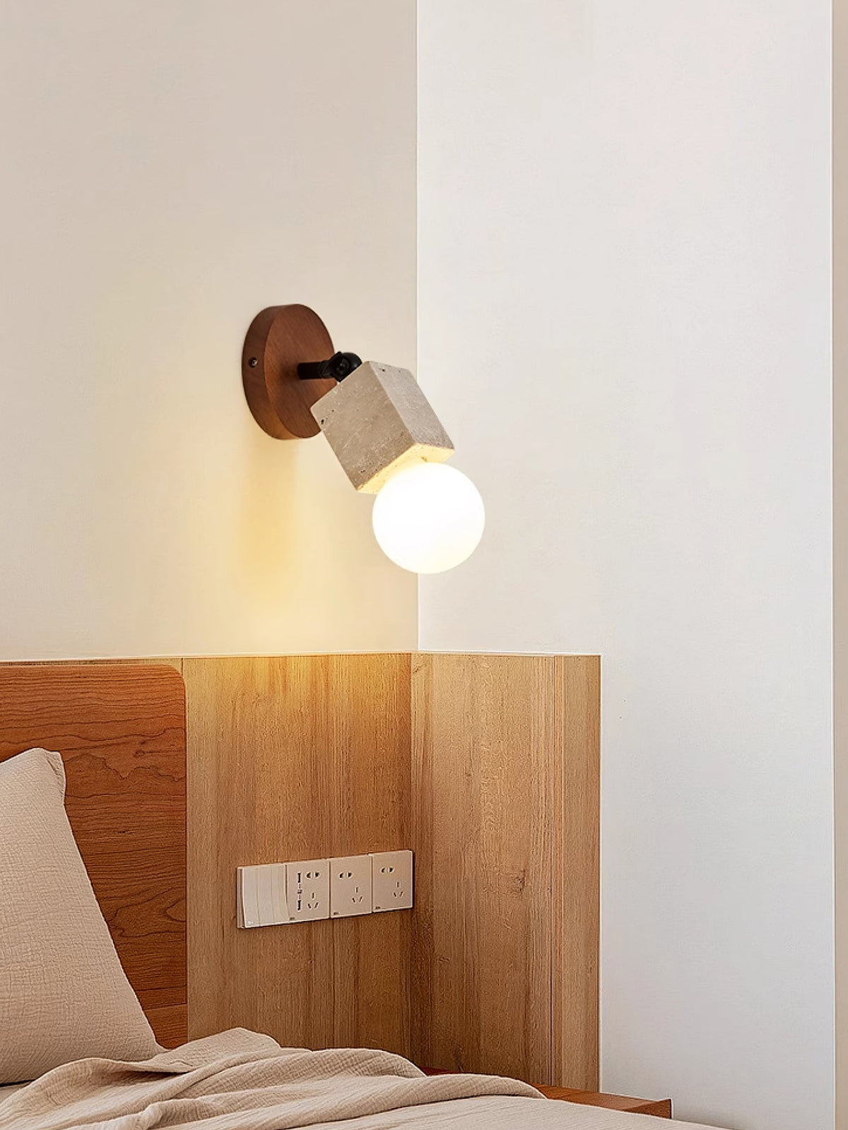 Wall Light 9.4 Inches Travertine Stone Shade Swivel Arm