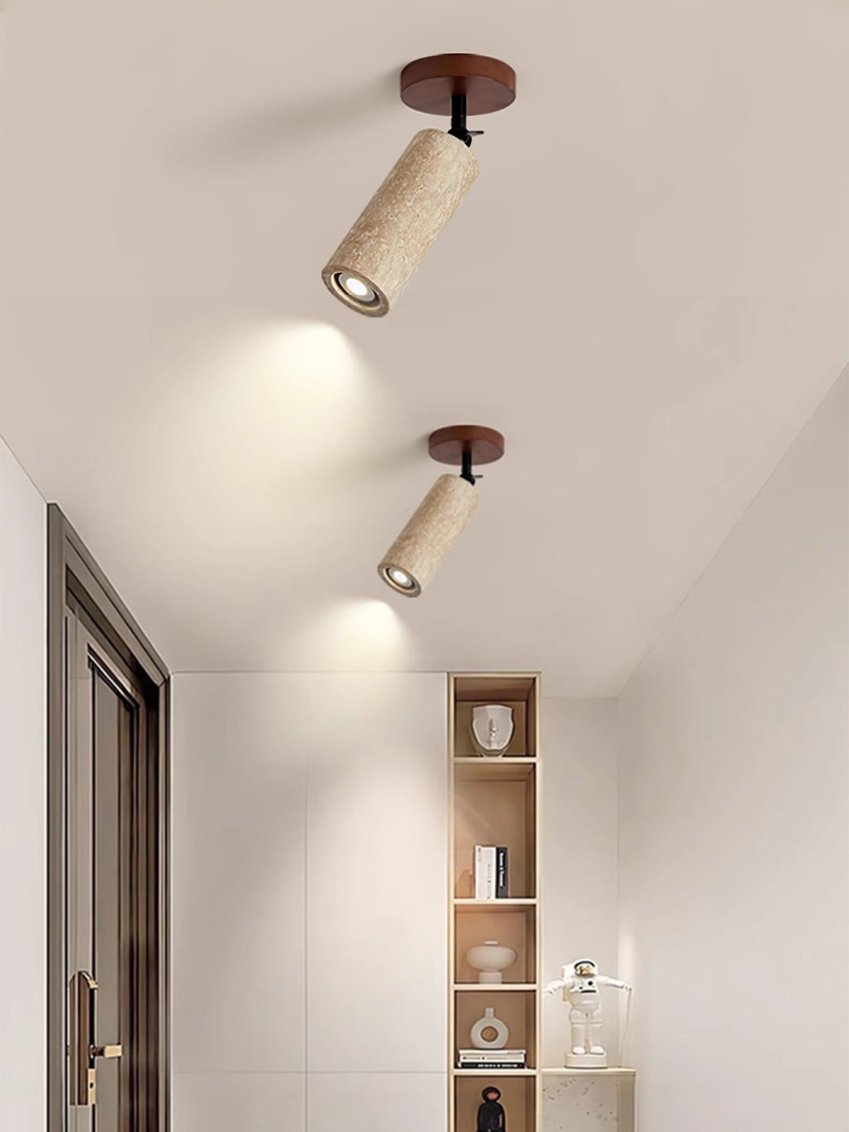 Wall Light 9.4 Inches Travertine Stone Shade Swivel Arm