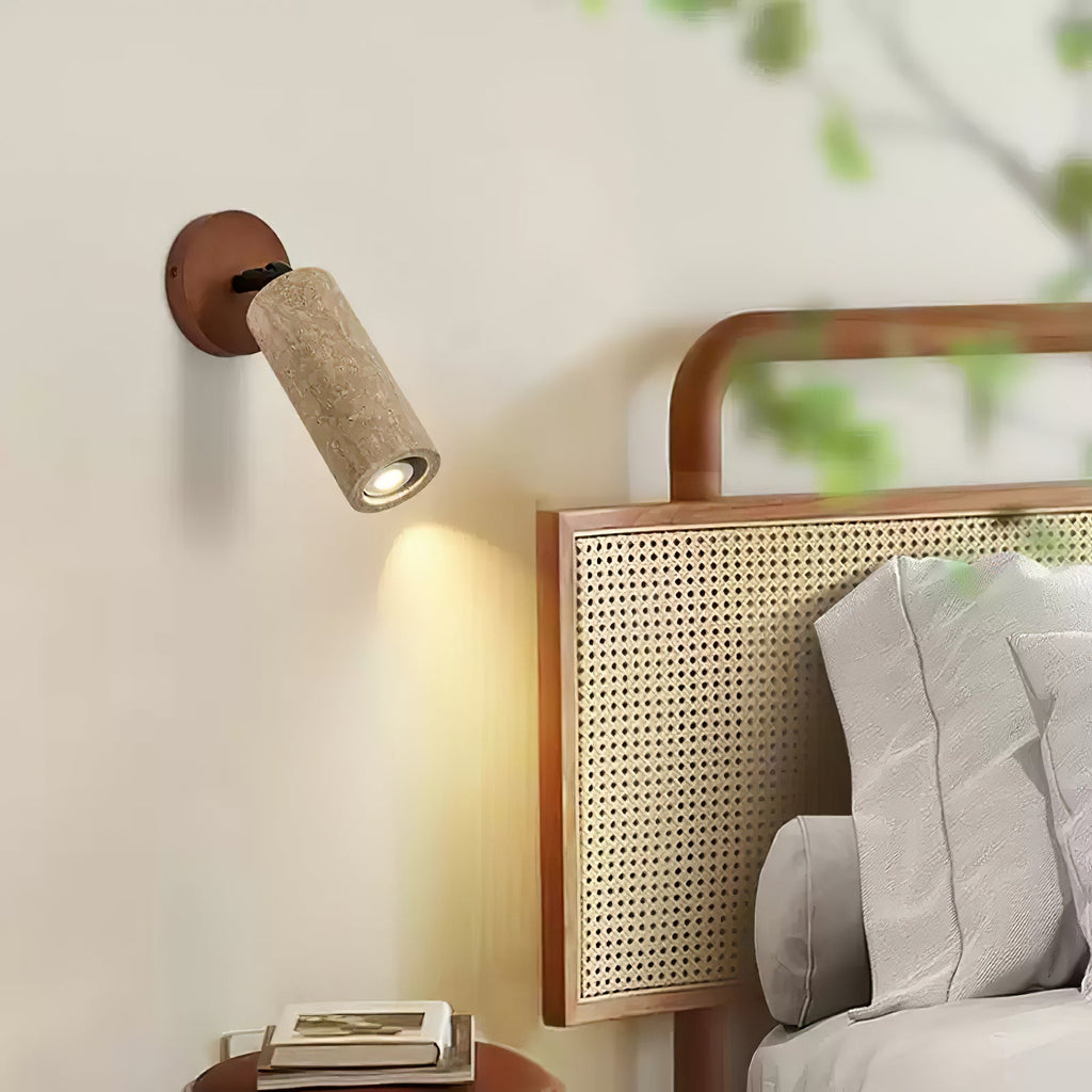 Wall Light 9.4 Inches Travertine Stone Shade Swivel Arm
