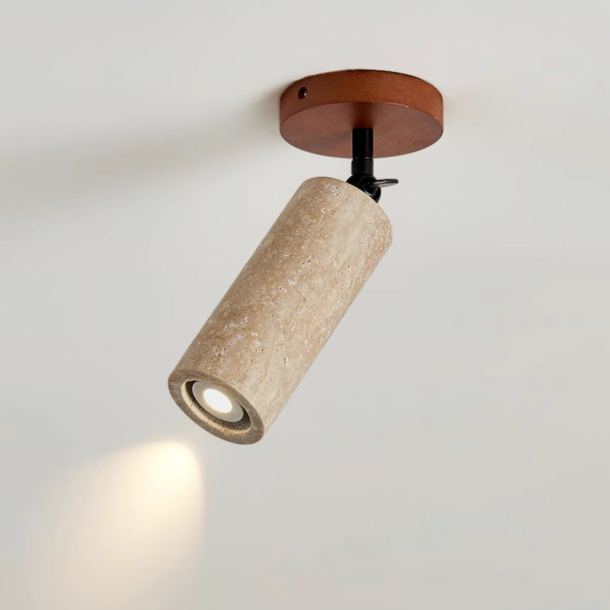 Wall Light 9.4 Inches Travertine Stone Shade Swivel Arm