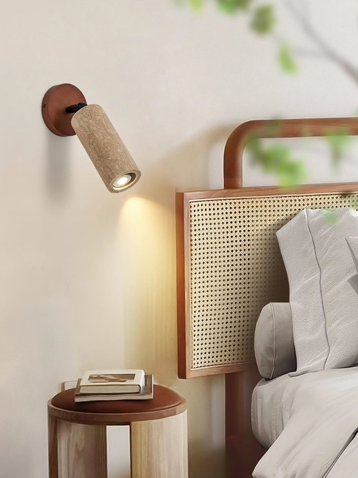 Wall Light 9.4 Inches Travertine Stone Shade Swivel Arm
