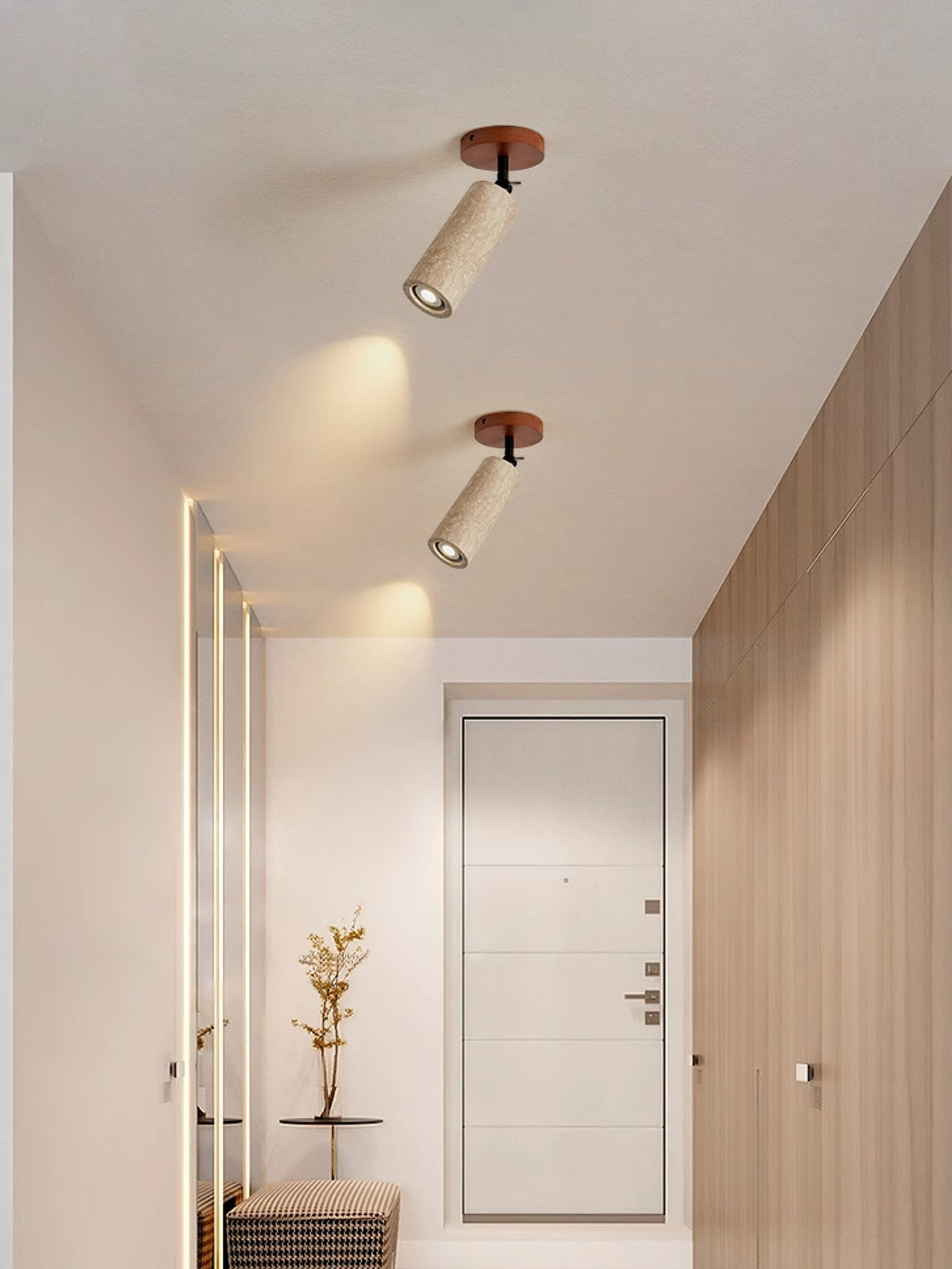 Wall Light 9.4 Inches Travertine Stone Shade Swivel Arm