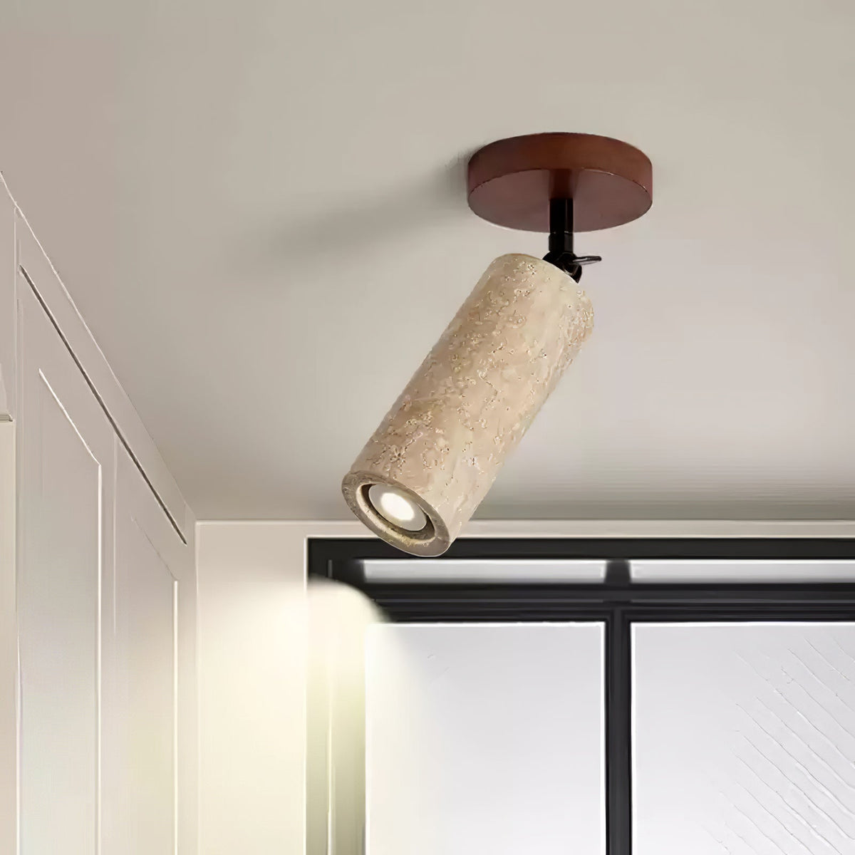 Wall Light 9.4 Inches Travertine Stone Shade Swivel Arm