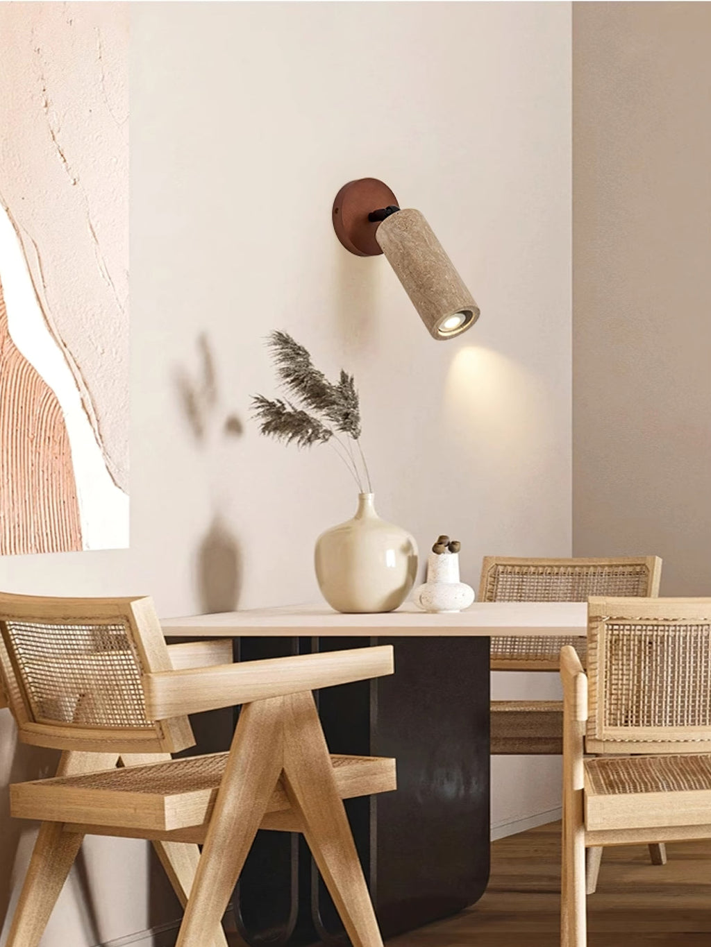 Wall Light 9.4 Inches Travertine Stone Shade Swivel Arm