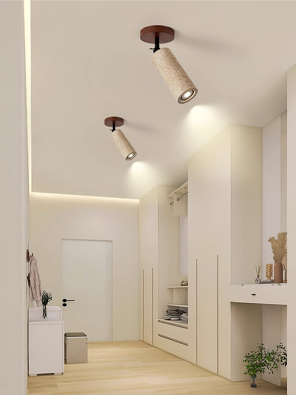 Wall Light 9.4 Inches Travertine Stone Shade Swivel Arm