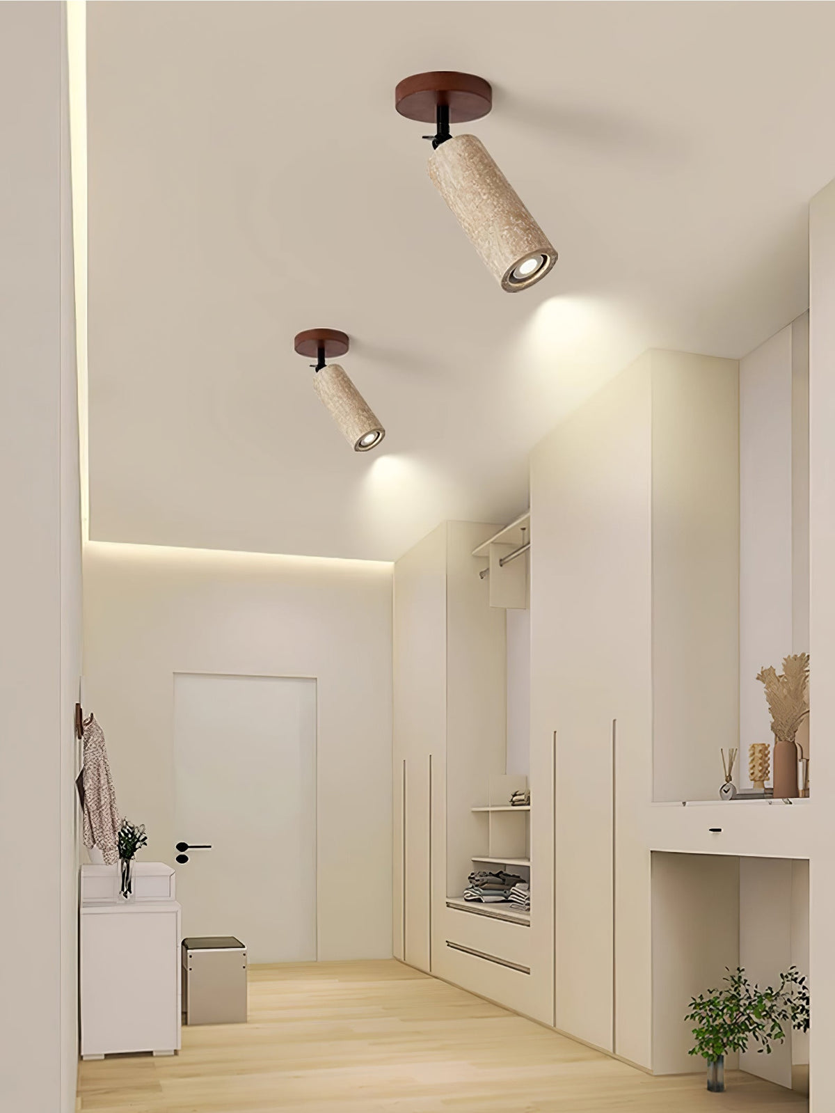 Wall Light 9.4 Inches Travertine Stone Shade Swivel Arm