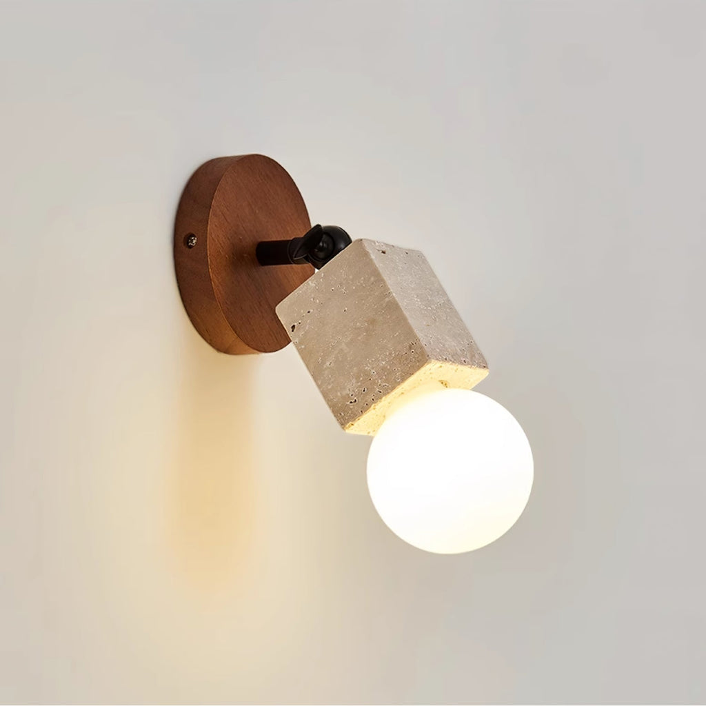 Wall Light 9.4 Inches Travertine Stone Shade Swivel Arm