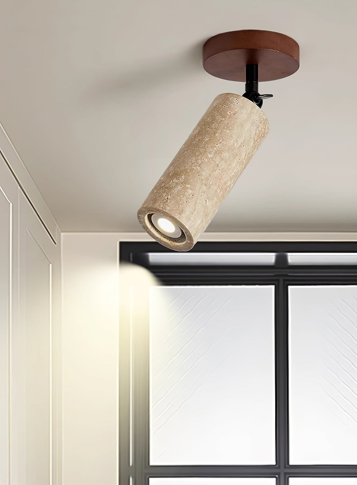 Wall Light 9.4 Inches Travertine Stone Shade Swivel Arm